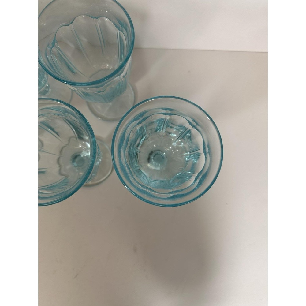 Noritake Azure Provincial Water Goblets 6.25" Light/Sky Blue Set Of 8 Vtg 70s - Picture 6 of 7